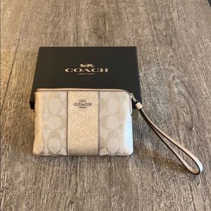 Coach Metallic signature wristlet